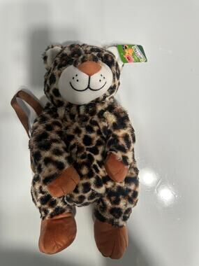 Critterz Couture Leopard Plush Backpack Brown Spotted Pre-Owned